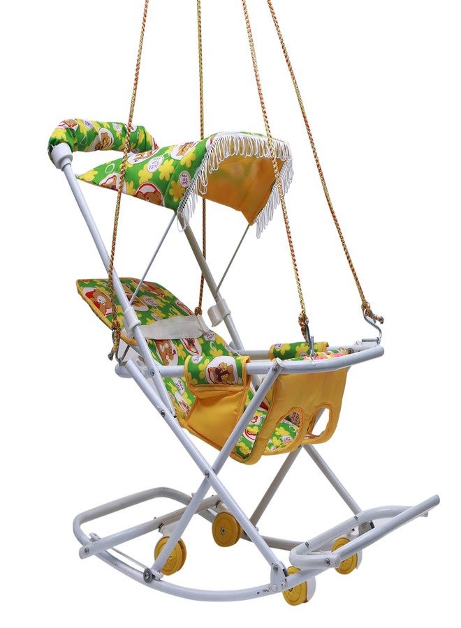 Maanit Baby Stroller Cum Swing for Newborn Baby 0-3 Years Old Kids (Green) - Image 1